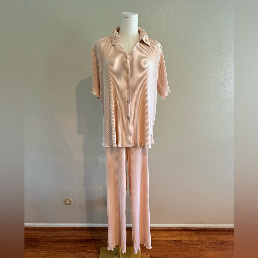 Joie Peach Pleated Short-Sleeve 2-piece Set